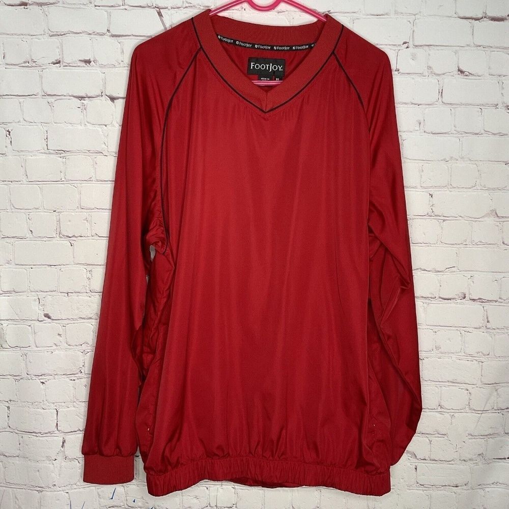 FootJoy FJ Men's Red V-Neck Outerwear Golf Sweatshirt Size XL